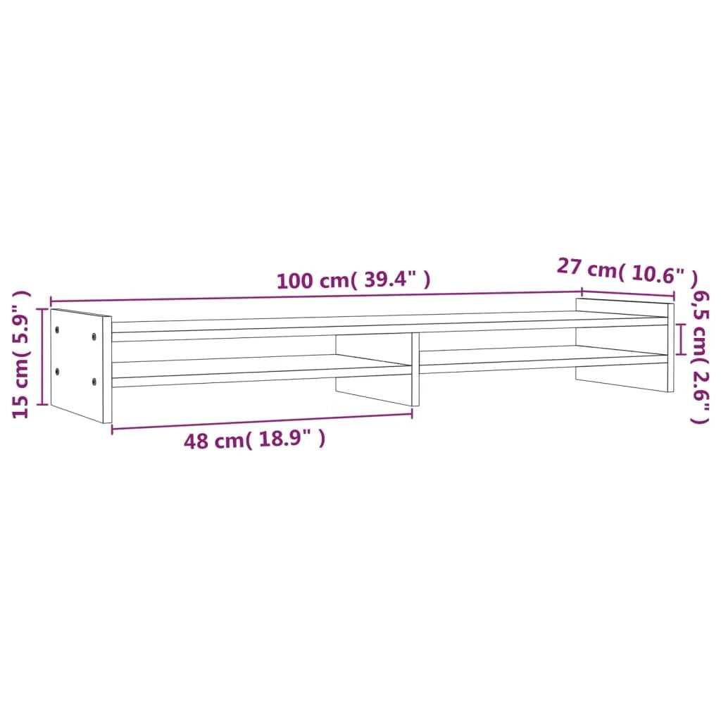 Supporto per monitor 100 x 27 x 15 cm in legno massello di pino marrone 02_0004428