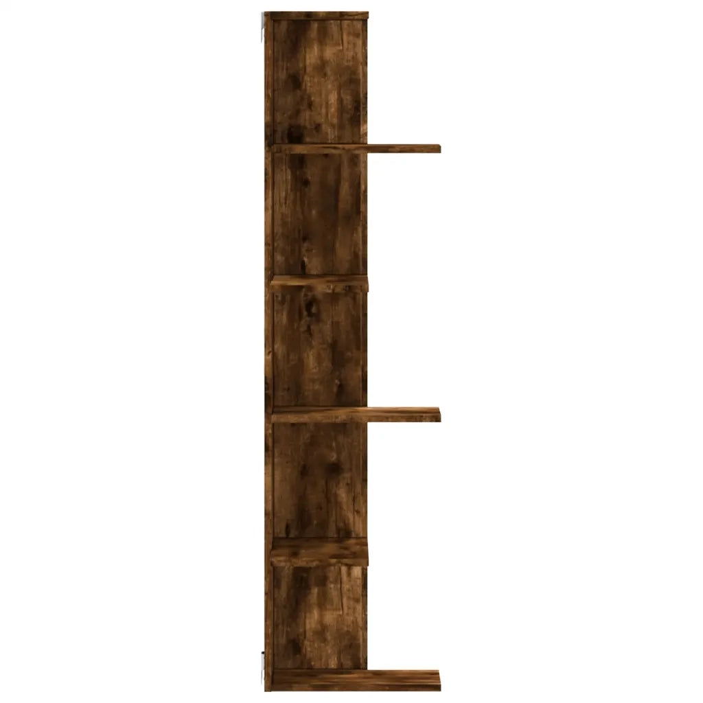 Scaffale Angolare Muro | Mensola a parete Rovere Fumo 36,5x36,5x140cm Multistrato