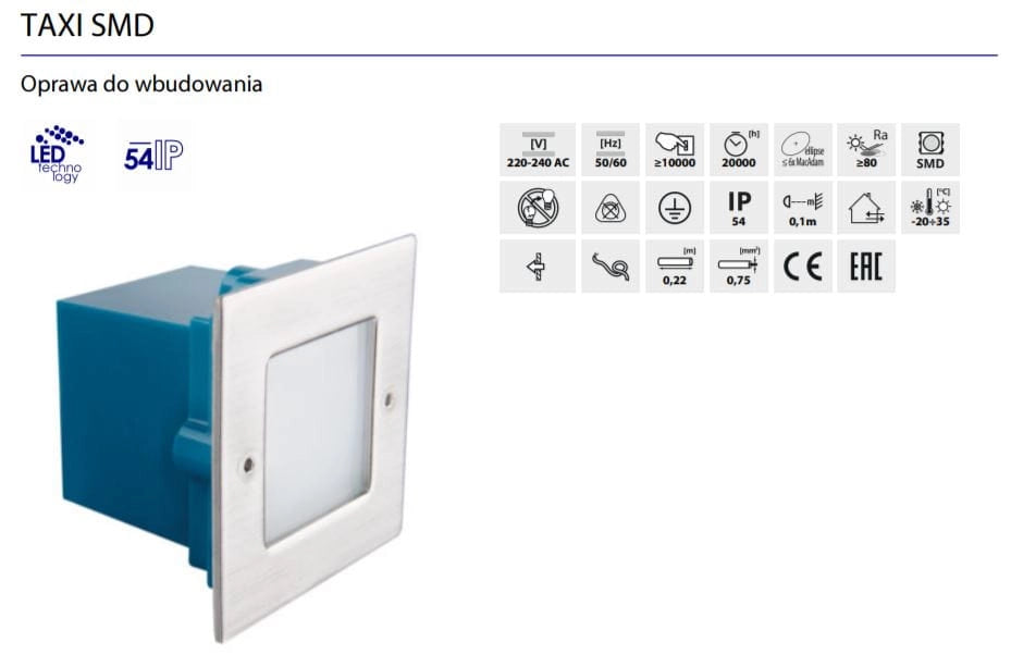 Kanlux TAXI 26463 lampada da esterno LED IP54 cromata