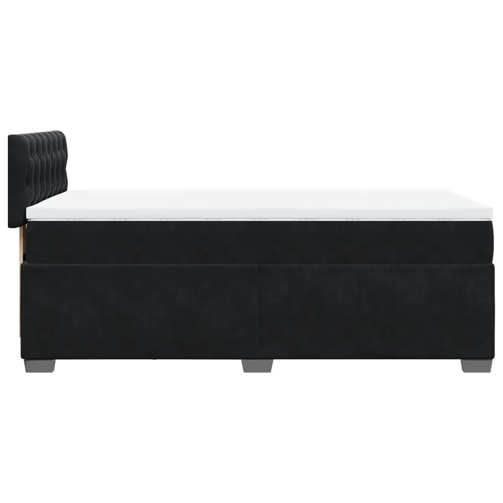 Letto singolo | Letto per adulti | Giroletto a Molle con Materasso Nero 80x200 cm in Velluto