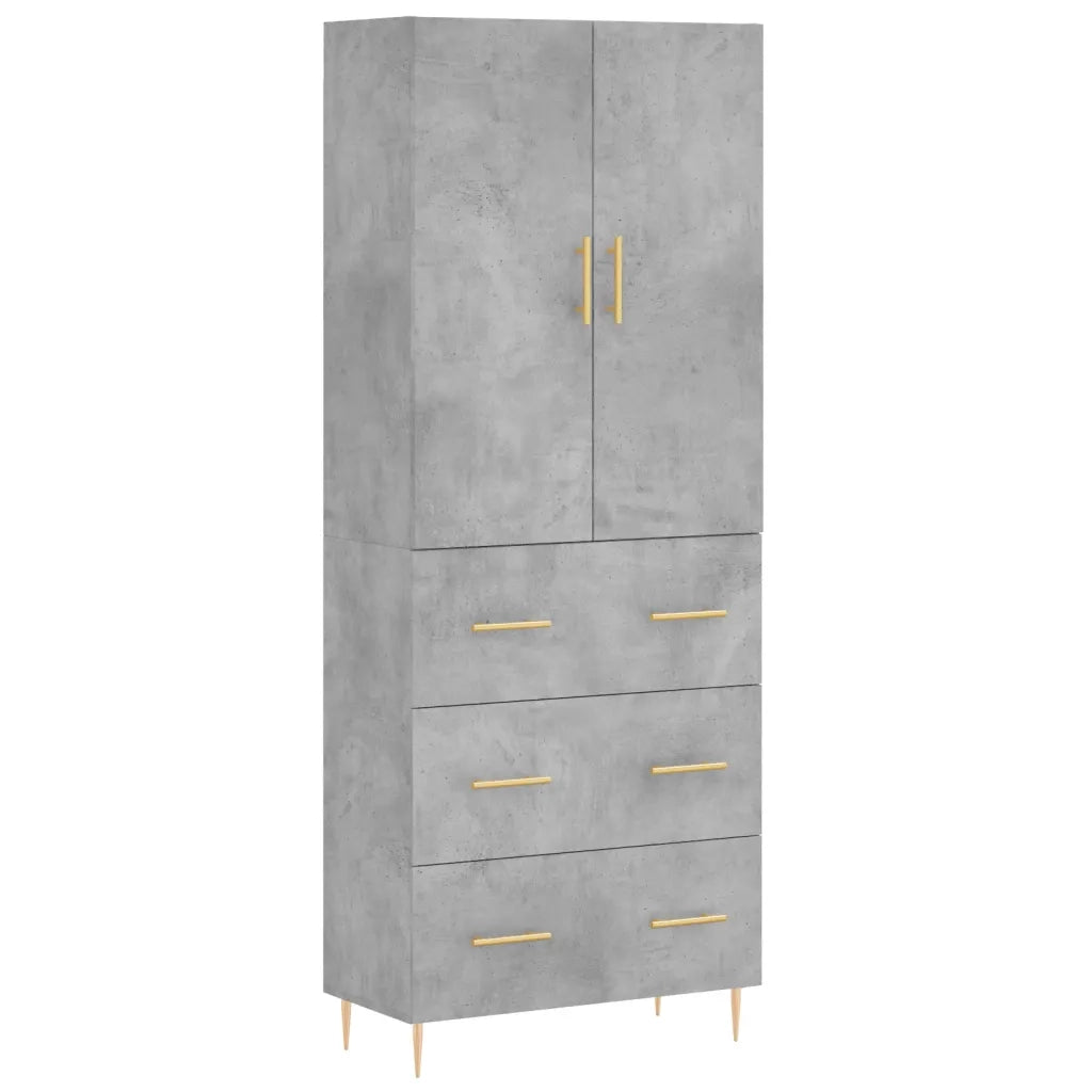 Credenza-Buffet-Armadio da cucina Grigio Cemento 69,5x34x180 cm in Legno Multistrato 996096