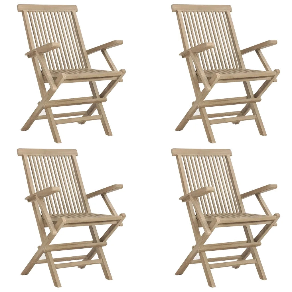 Sedie Giardino Pieghevoli 4pz Grigie 56x61x89 cm Massello Teak 3155070