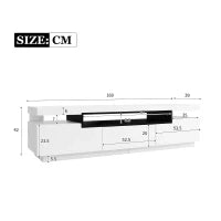 Mobile TV Moderno Lucido con LED a 16 Colori, 3 Cassetti, Apertura Silenziosa e Fluida, 160x39x42 cm, Bianco