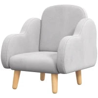 Poltrona per Bambini fino a 3 Anni con Braccioli a Nuvola in Tessuto, 46x51x55cm, Grigio