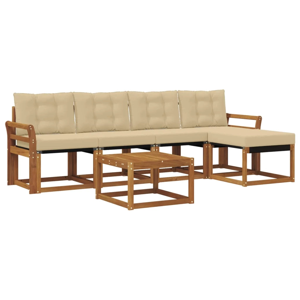 Set di divani da esterno con cuscino 6 pcs Naturale e Beige 3368596
