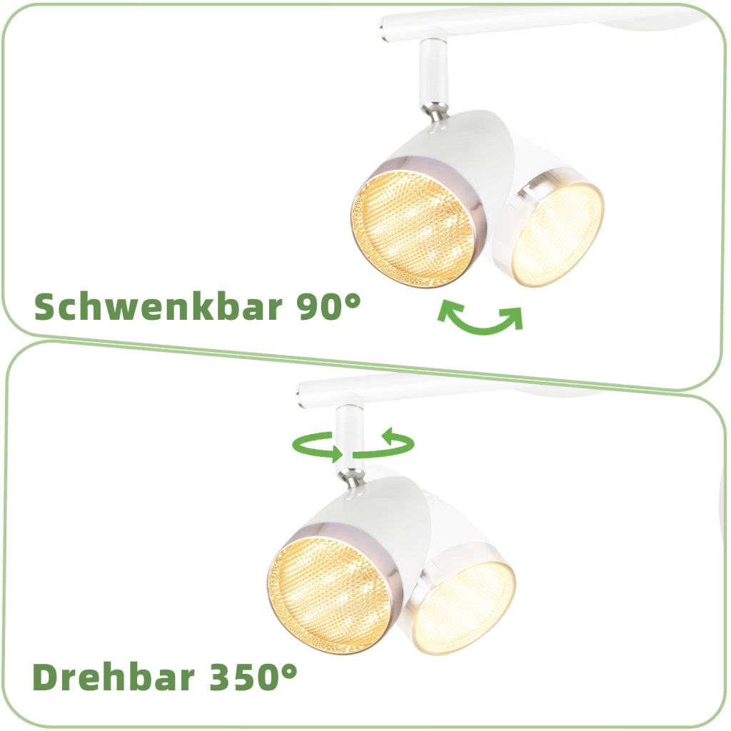 ZMH Faretto da soffitto a 2 luci 6W orientabile a 350° Lampada da soffitto Soggiorno