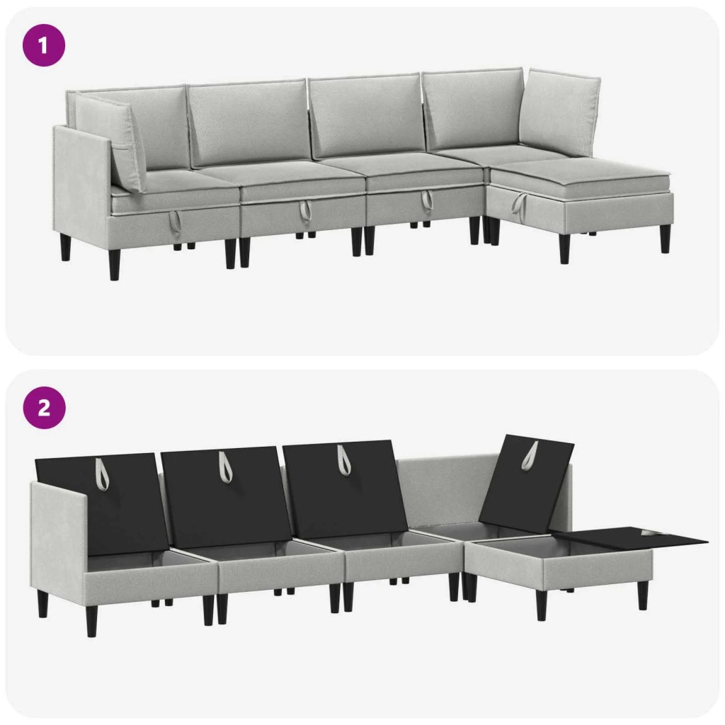 Set di mobili per il soggiorno 5 pcs Grigio chiaro Tessuto 3413801
