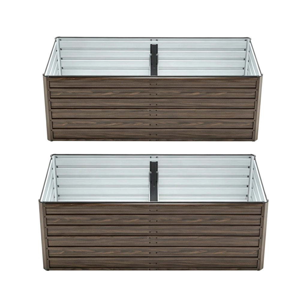 Fioriera Rialzata in Metallo ¨C MINIMAL ¨C 190x90x64 cm, Acciaio Resistente, Effetto Legno