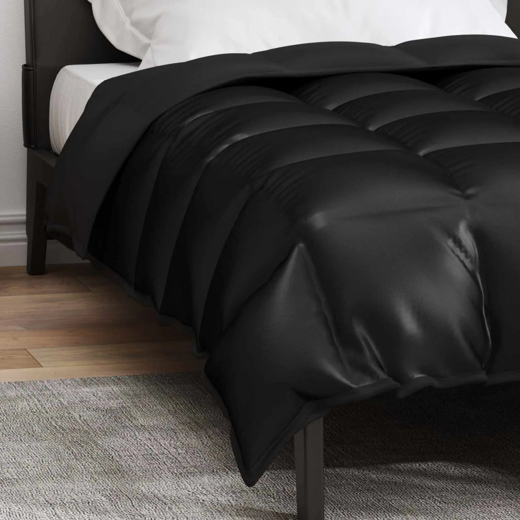 Piumone | Duvet Invernale Nero 140 x 200 cm Satin e Micropile