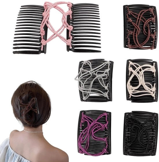Accessori per capelli - 6 pezzi - Adattabile - Elastico - Per capelli spessi/crini - Adatto a diversi tipi di capelli - Clip per capelli