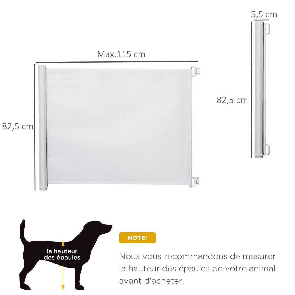 Cancelletto di sicurezza retrattile automatico per cani ¨C Xylo ¨C 115x82,5 cm acciaio bianco