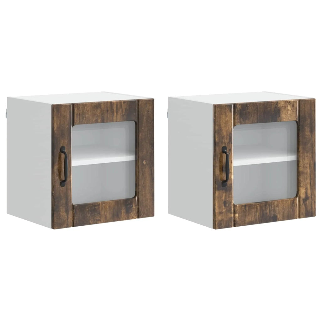 Mobile in vetro da parete LUCCA 2 pcs Rovere Fumo