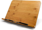 Stand per libri in legno con sostegno regolabile per libri e tablet - supporto per libri da cucina in bambù - librario in legno con sedile per libri