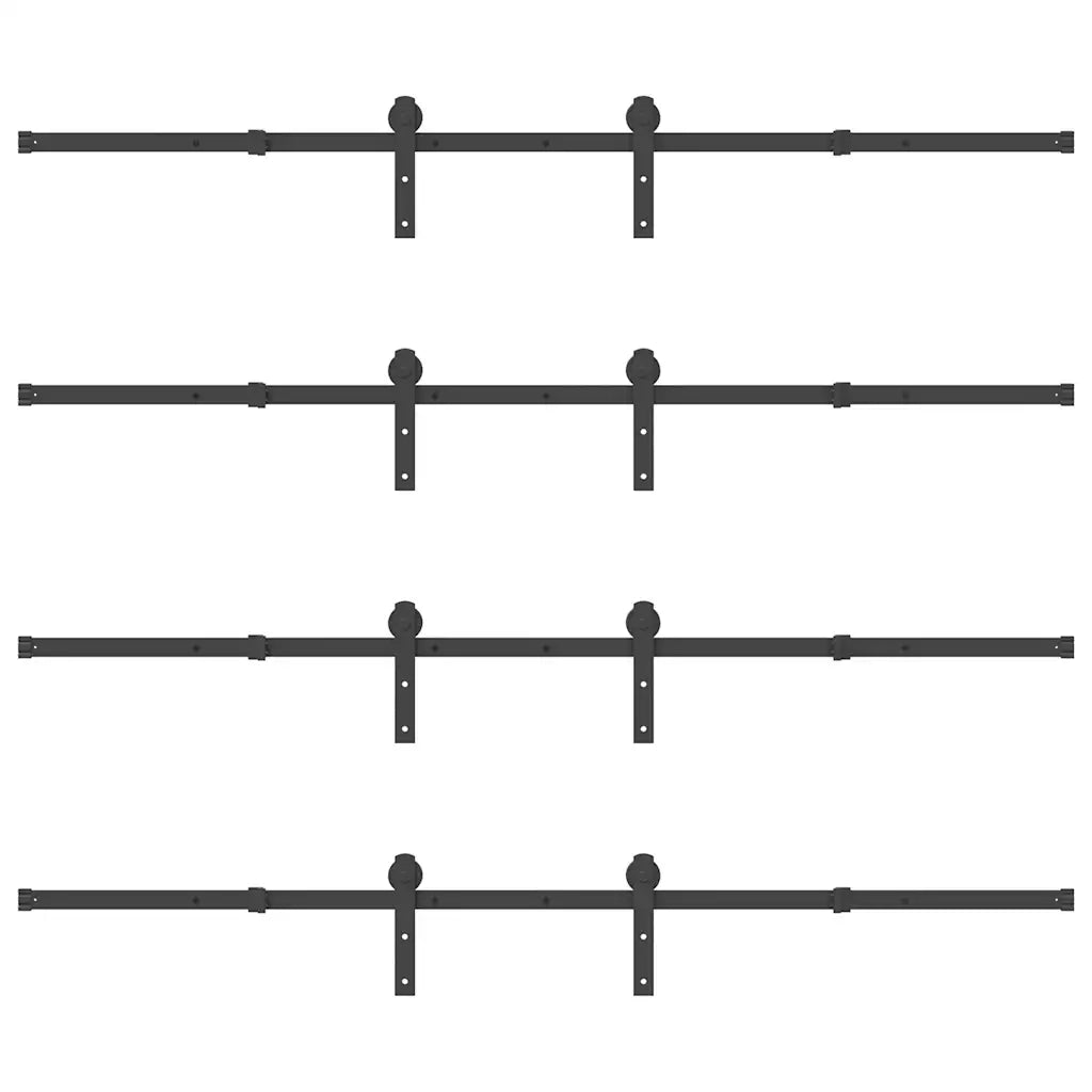 Kit di Binari per Porte Scorrevoli 427 cm Acciaio Nero 3295744