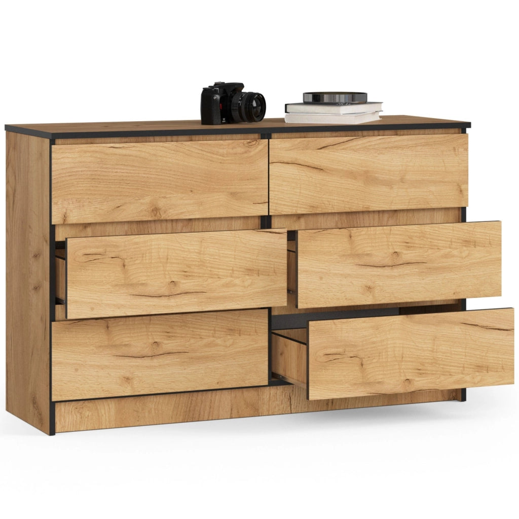 Cassettiera AKORD K120 Quercia Craft 120 cm 6 cassetti 120x40x77 cm