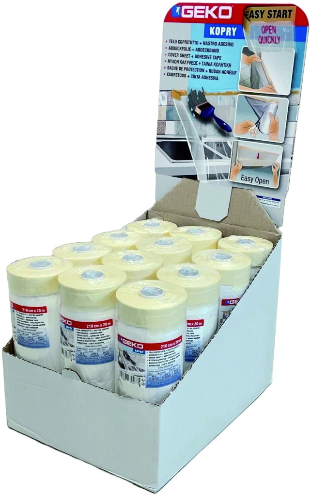 FILM PER MASCHERATURA + NASTRO ADESIVO CM. 55 X 20 MT espositore 32 pezzi