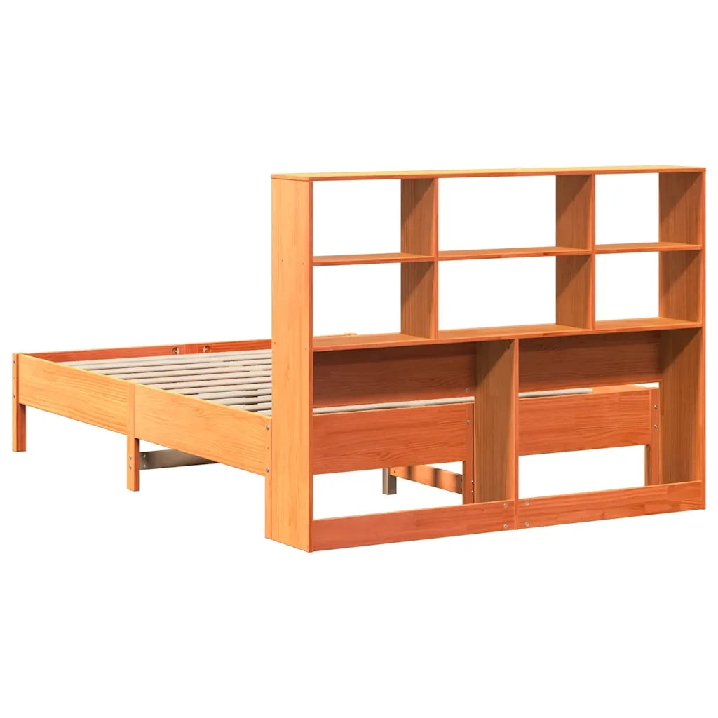 Letto Libreria senza Materasso Marrone Cera 120x200 cm in Pino 3322875