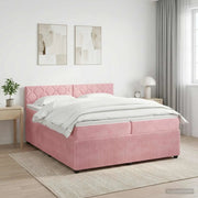 Letto box spring con materasso Rosa 200 x 200 cm Velluto 3451756