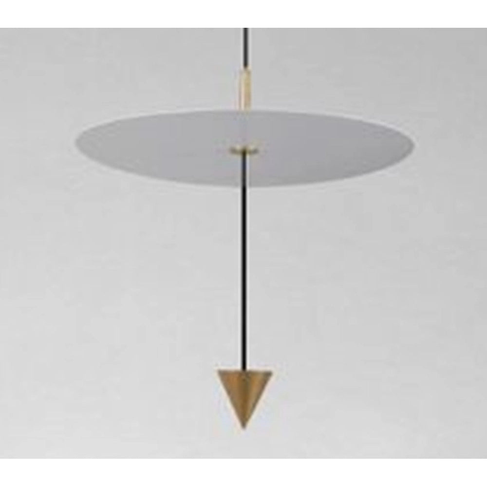 Trade Shop - Lampadario A Sospensione Lampada 18w Luce Led 6500k Disco Bianco ø42cm Cono Oro 33085 -