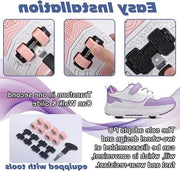 Scarpe da pattinaggio per bambini ragazzi ragazze fuori pattinaggio sportivo camminare scarpe da pattinaggio con ruote 4 ammortizzate per bambini ragazzi ragazze - Nero