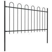 Recinzione da Giardino | Recinzione da cortile con Parte Superiore ad Anello in Acciaio 537x100 cm Nera