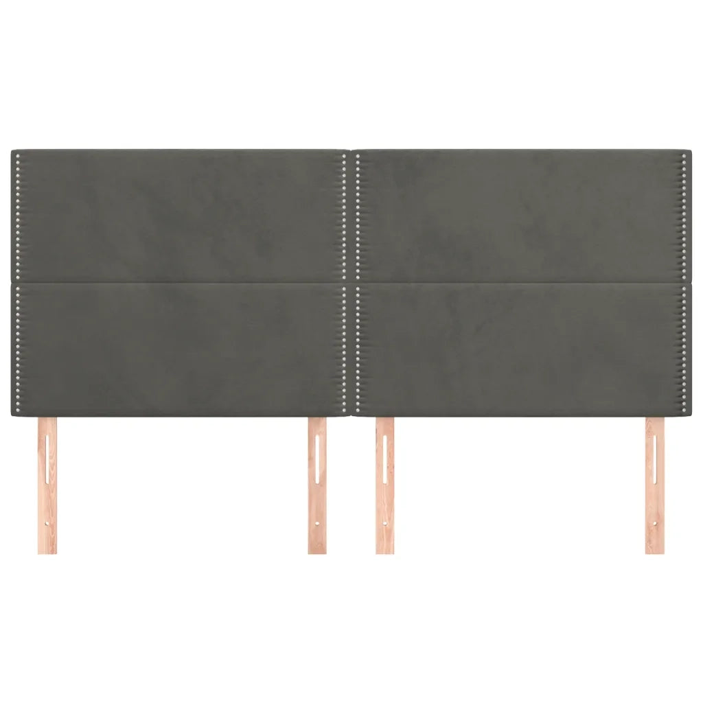 Testiera-Testata Decorativa Grigio Scuro 160x5x118/128 cm Velluto 486758