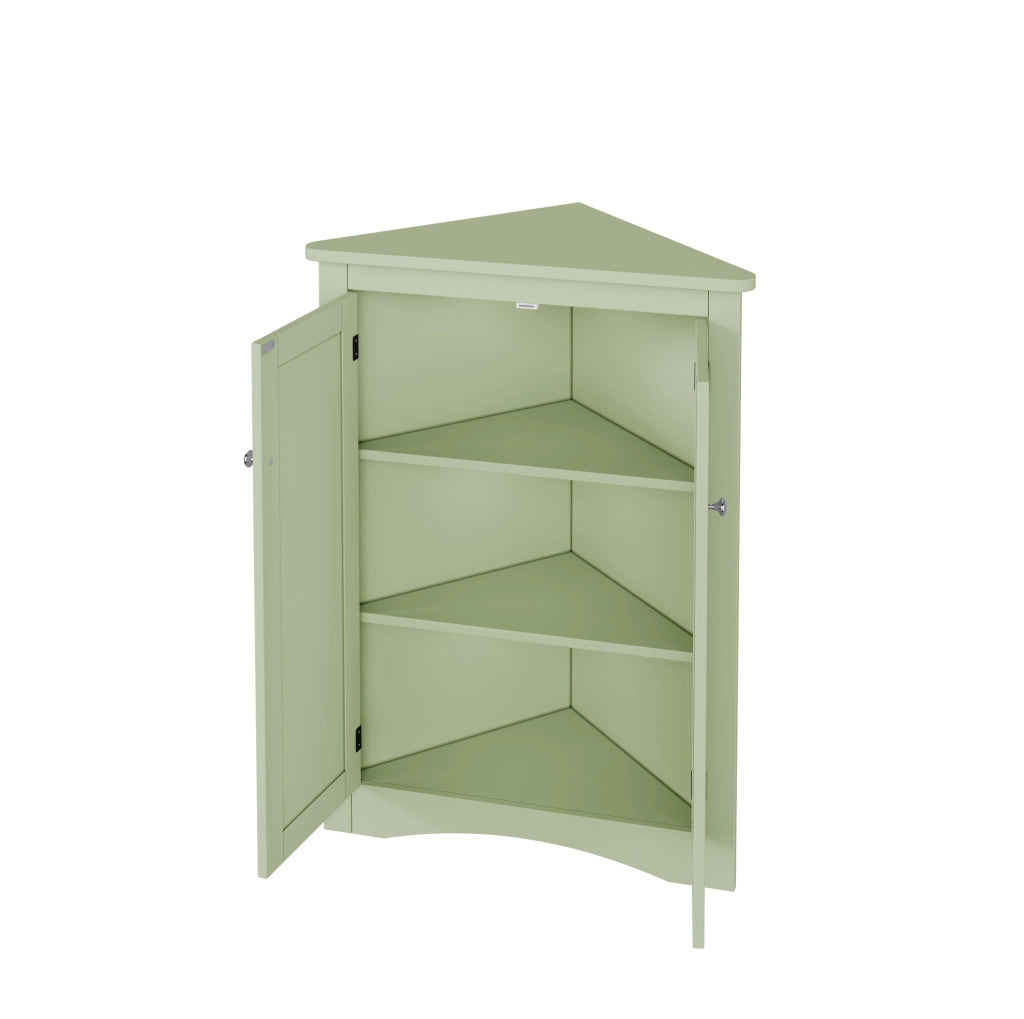 Mobile angolare da bagno verde con 2 ante; 3 ripiani; 61;5 x 80 cm in MDF