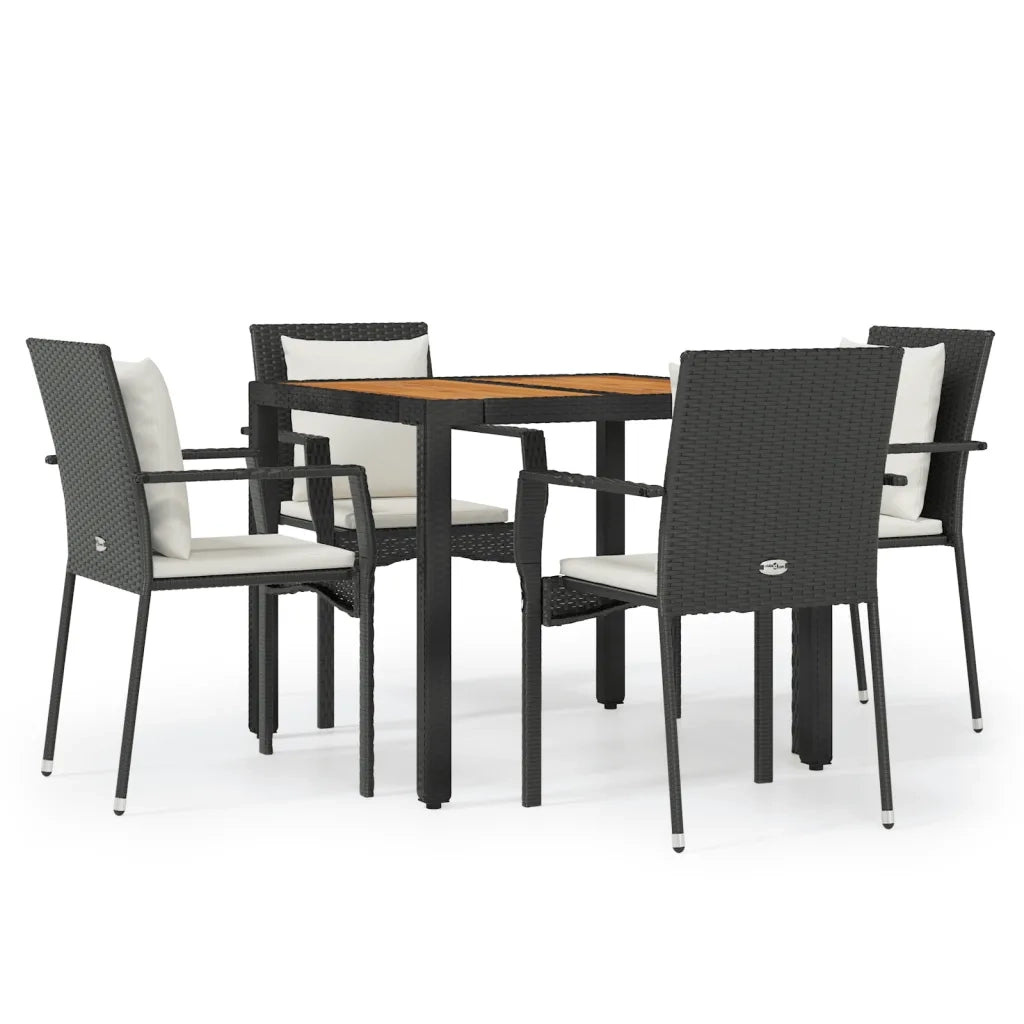Set da Pranzo da Giardino 5 pz Nero con Cuscini in Polyrattancod mxl 76451