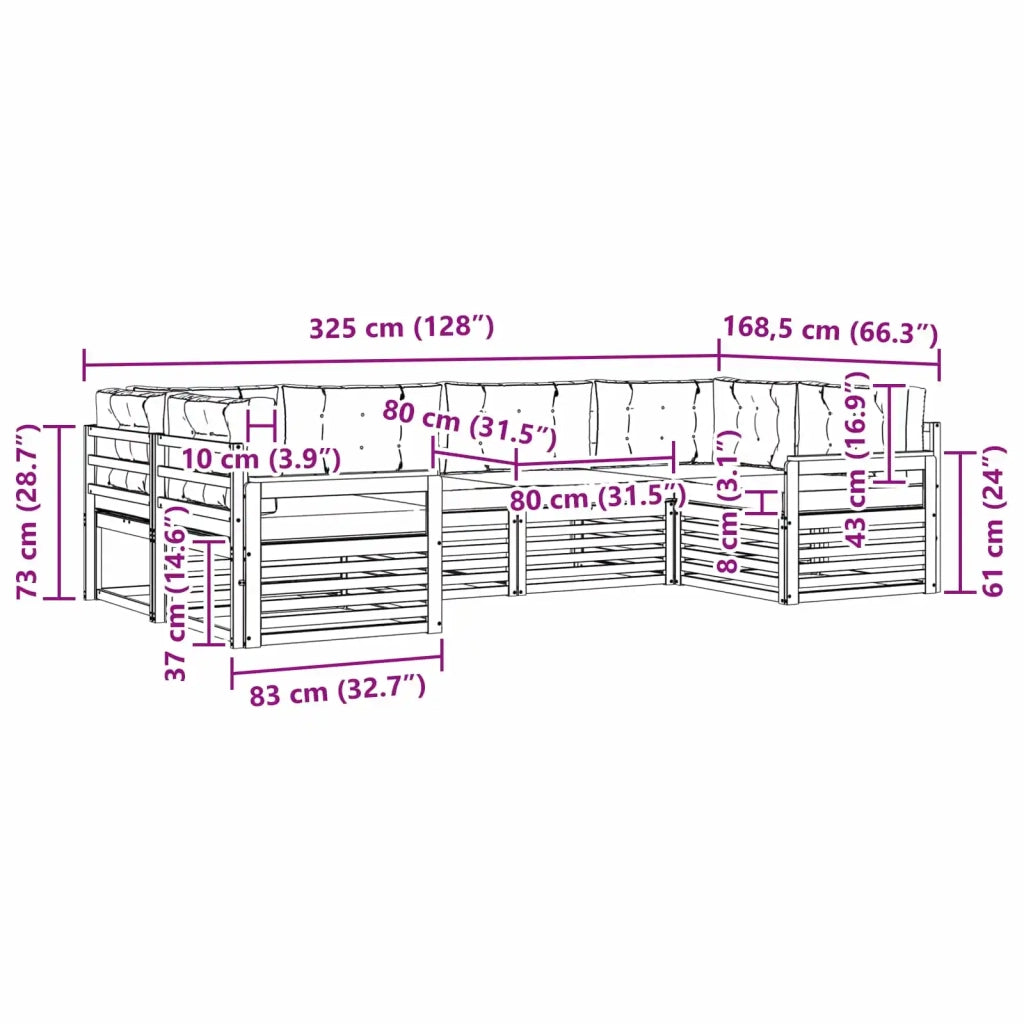 Set di divani da esterno 6 pcs Grigio Naturale e Chiaro 3374006