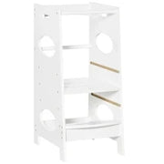 Torre Montessoriana per Bambini, Learning Tower con Altezza Regolabile in MDF, 40x50x90cm, Bianco