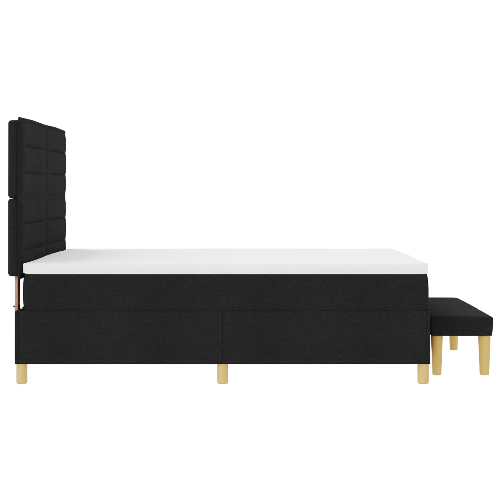 Letto con Box Spring con Materasso e Panchina Nero 140x200 cm Tessuto