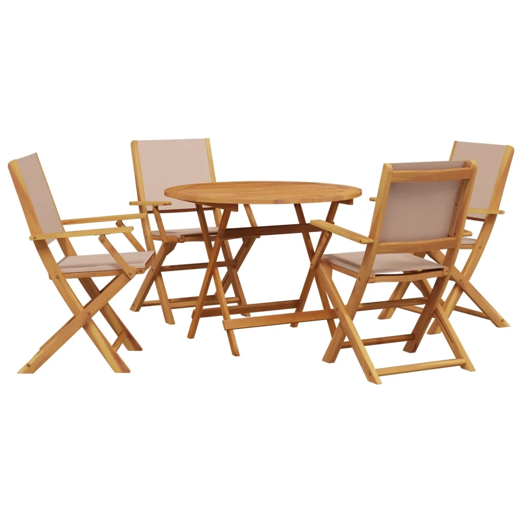 Set da Pranzo da Giardino 5 pz Tortora Tessuto e Legno Massello 3281822