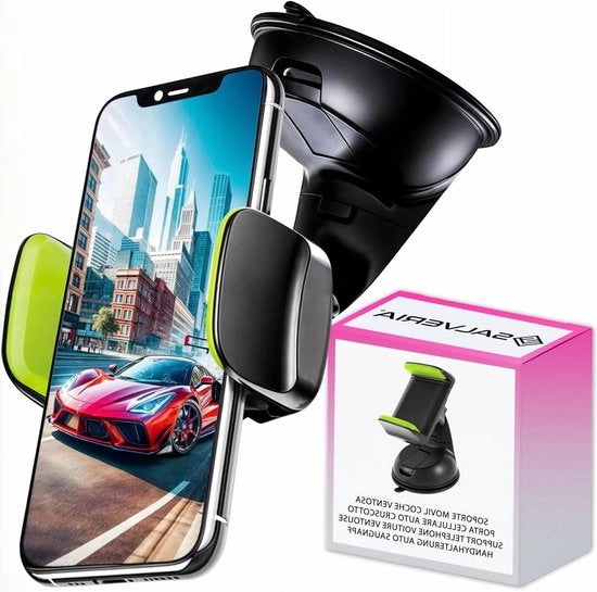 Sostegno per telefono per auto con adesivo per cruscotto e parabrezza - rotazione 360 gradi - posizionamento orizzontale e verticale - compatibile con smartphone fino a 7,6 pollici - installazione facile