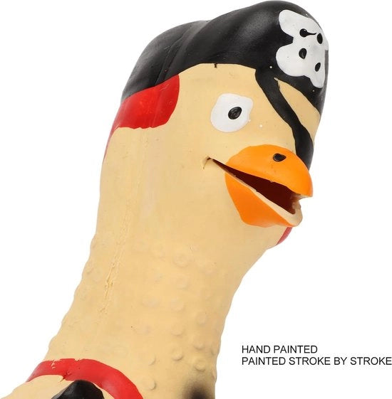 Giocattolo per Cani che Sibilano - Latex - Resistente ai Morsi - Elastico - Sibilazione - Interattivo - Per Piccoli e Mediapiccoli Cani - Pollo Pirata