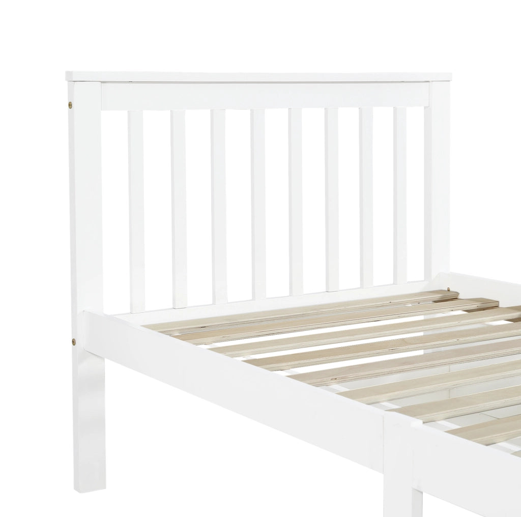 Letto singolo bianco con cassetti e struttura in legno massiccio