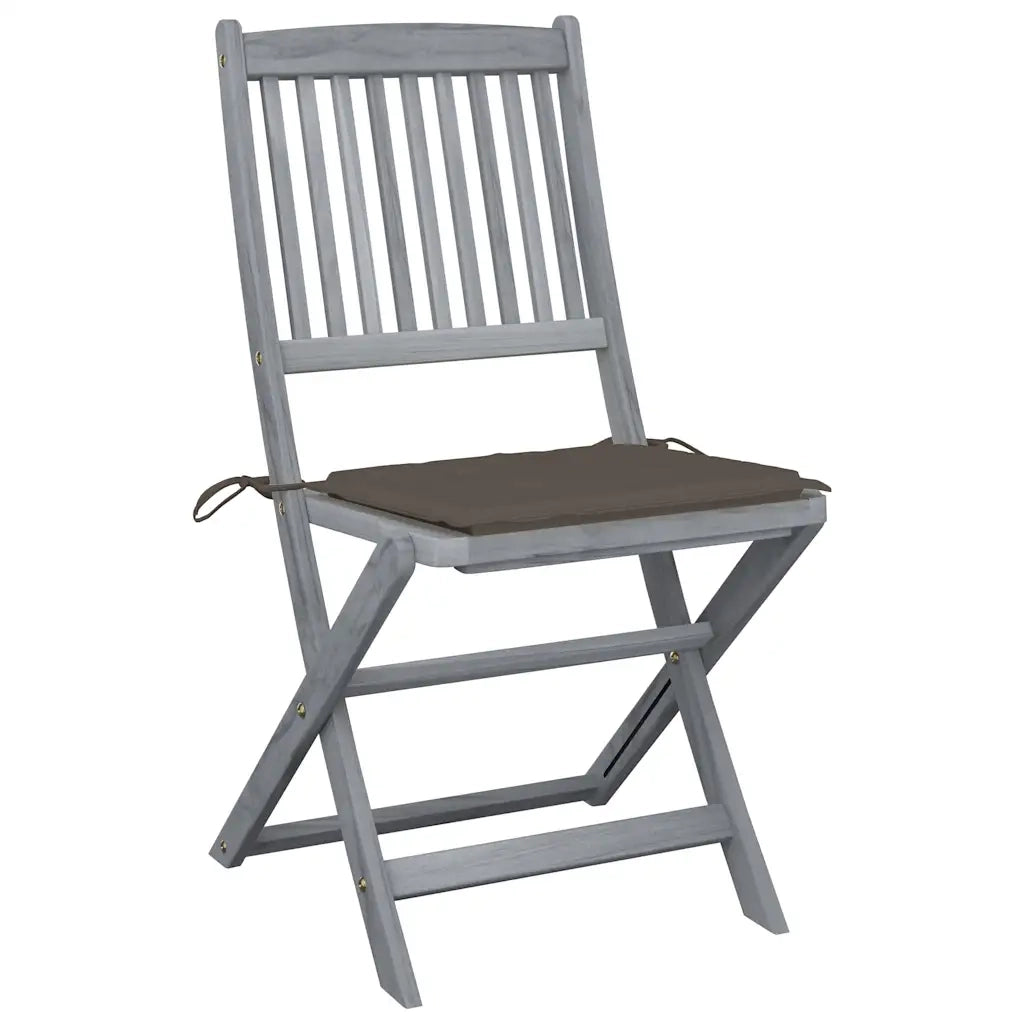 Sedie da Giardino Pieghevoli 2pz con Cuscini in Massello Acacia 3064544