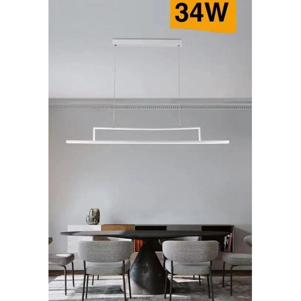 Trade Shop - Lampadario Led 34w A Sospensione Lineare Orizzontale Luce 3000k 6500k 4000k B66-b -