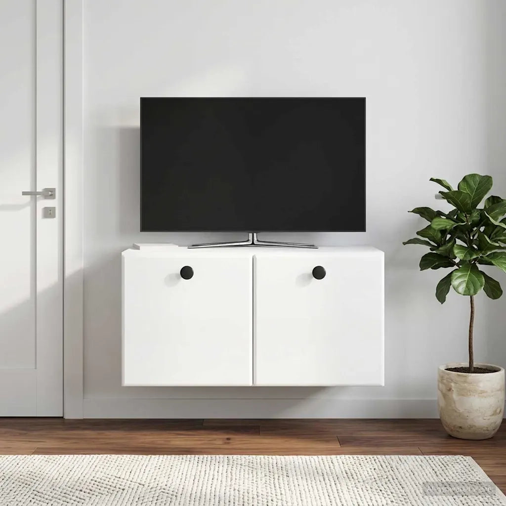 Mobile Porta TV da Muro 59,5 x 31 x 30 cm Bianco Lucido 899219