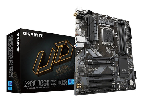 GIGABYTE B760 DS3H AX DDR4 Scheda Madre - Supporta processori Intel Core 14ª generazione, VRM digitale a 8+2+1 fasi, fino a 5333MHz DDR4 (OC), 2x PCIe 4.0 M.2, Wi-Fi 6E, GbE LAN, USB 3.2 Gen 2