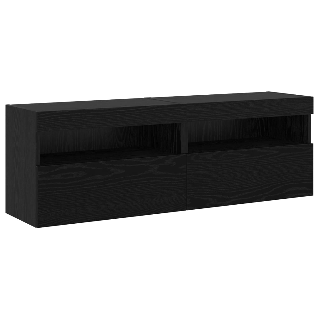 Set di UnitÃ  TV da Muro 8 Pezzi con LED Quercia Nera Legno Ingegnerizzato