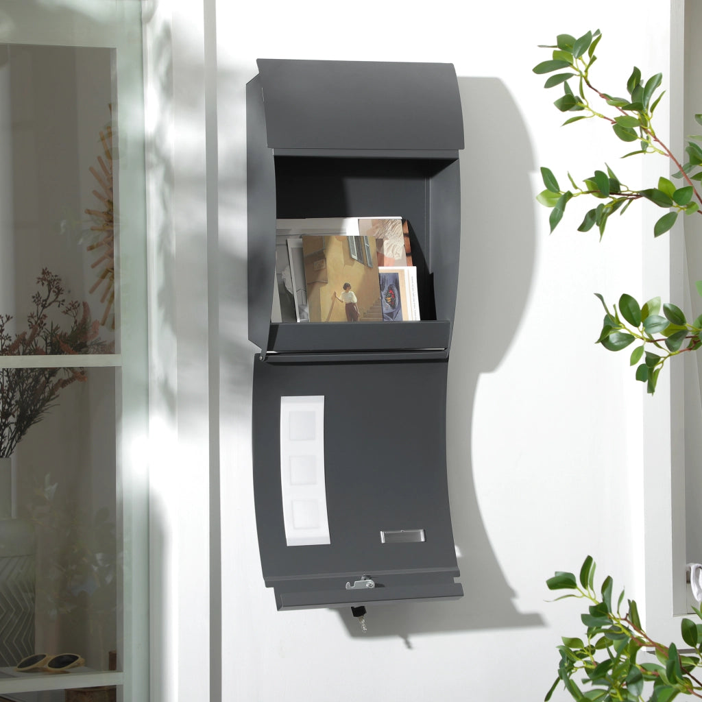 Cassetta Postale in Acciaio con Fessure ¨C zephmum ¨C Grigio 45x10x32 cm