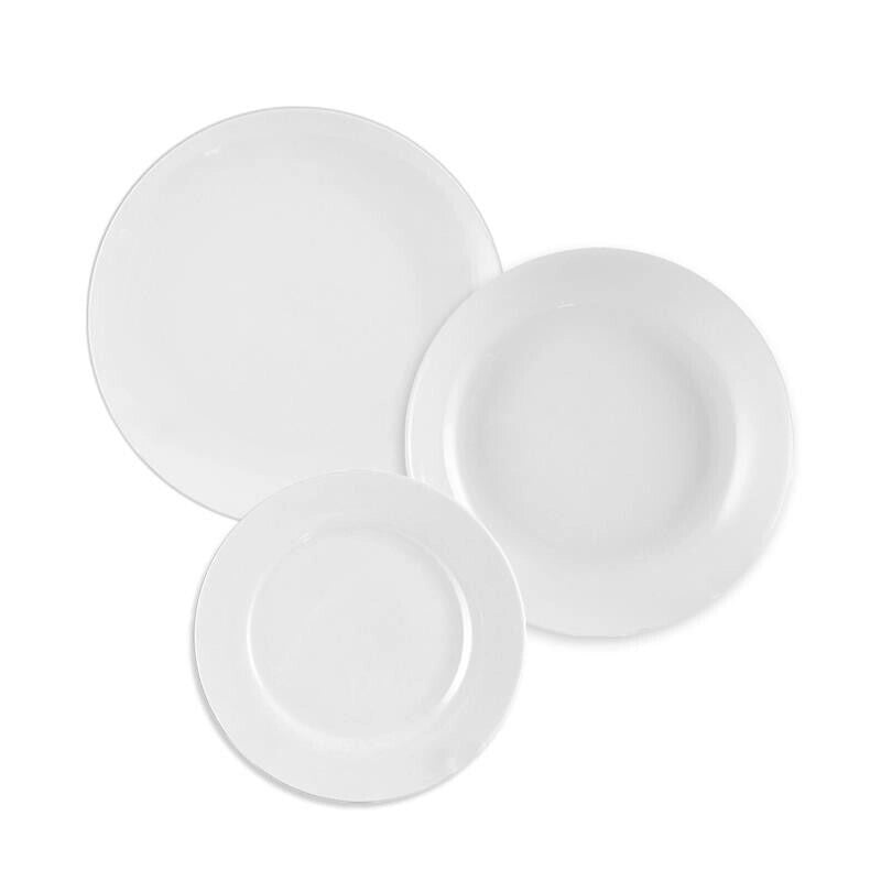 MA MAISON PERLA SET 18 PIATTI BIANCHI IN PORCELLANA 6 PZ PIANI 6 PZ FONDI 6 PZ DA FRUTTA