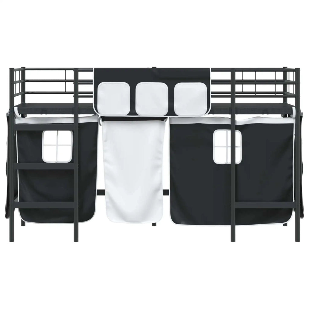 Struttura del Letto Loft per Bambini con Tendine Nero 42020789