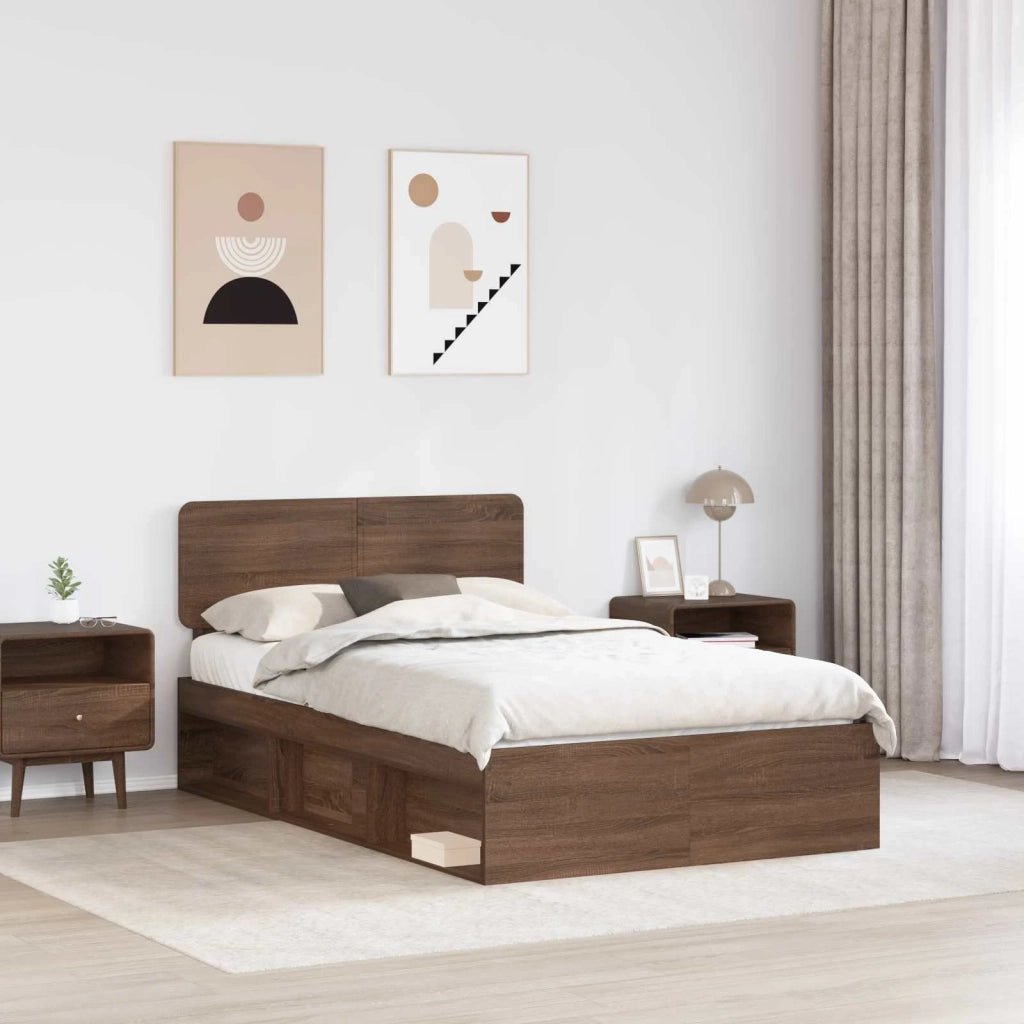 Struttura del letto Rovere Marrone 120 x 200 cm Pino massello 3412102