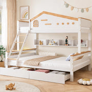 Letto a castello per bambini con finestrelle; cassetti e scala inclinata; 90x200 e 140x200 cm