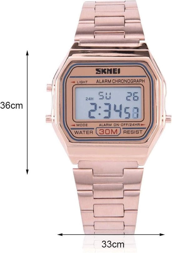 Orologio Digitale con Illuminazione di Sfondo a LED - Resistenze Acquatiche, Progettato in Stile Rettilineo in 3 Colori