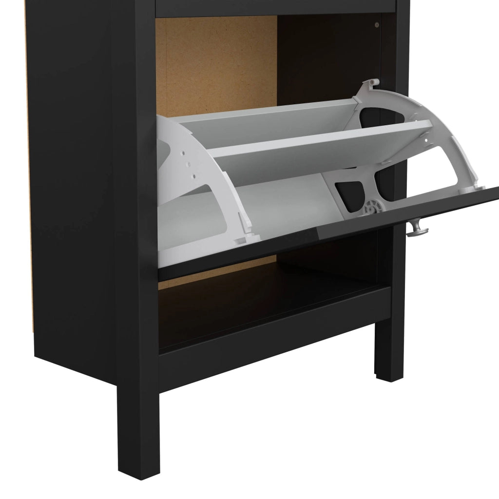 Scarpiera Tisoy, Mobile portascarpe, Armadio da ingresso multiuso, Mobiletto per calzature, 54x25 h103 cm, Nero