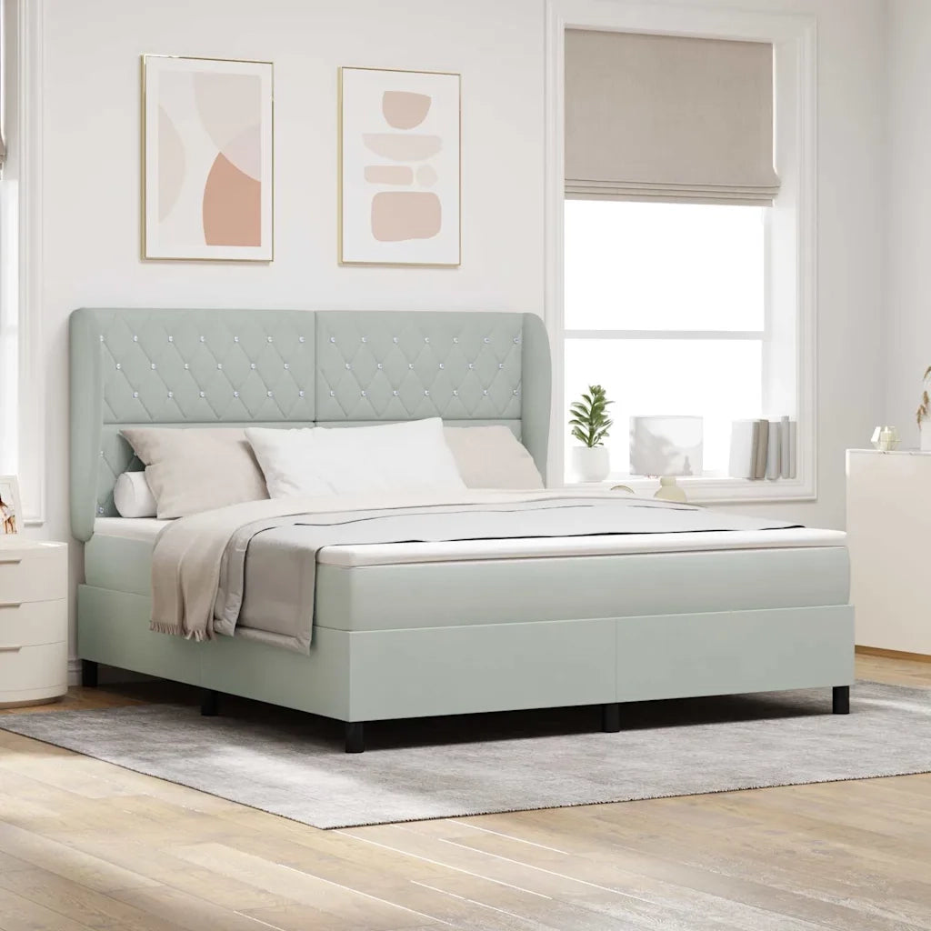 Letto a molle con materasso Grigio chiaro 200 x 180 cm Velluto 3340886