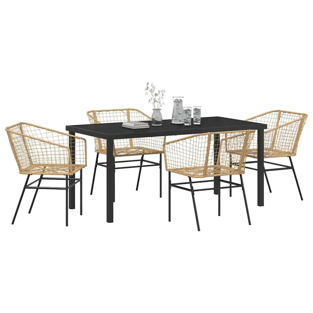 Set da Pranzo per Giardino 5 pz | Set Salotto da Giardino Marrone polyrattan