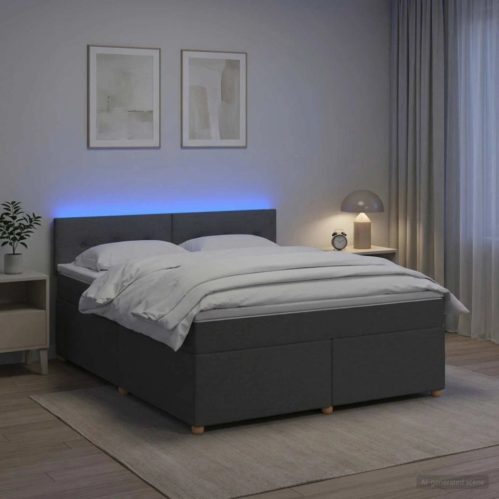 Letto box spring con materasso Grigio Scuro 180 x 200 cm 3452479